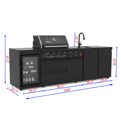 Deluxe Stainless Steel Propane Gas Outdoor Kitchen Barbecue Grill