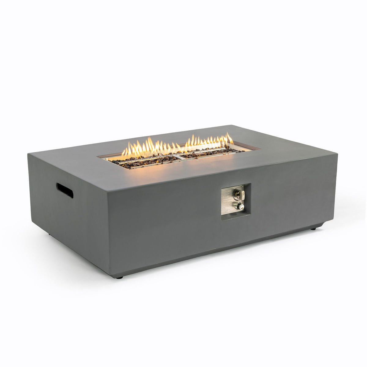 Rectangular Fire Pit Table with 50,000 BTU Heat Output - Light Gray