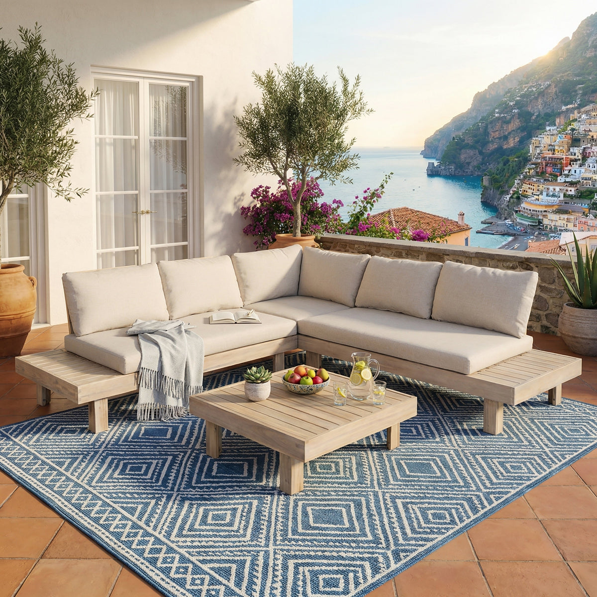 Topia Acacia 4-Pieces Sofa Sectional Set