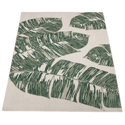 In- & Outdoor Rug Ostende Jungle Leaves - Cream Green