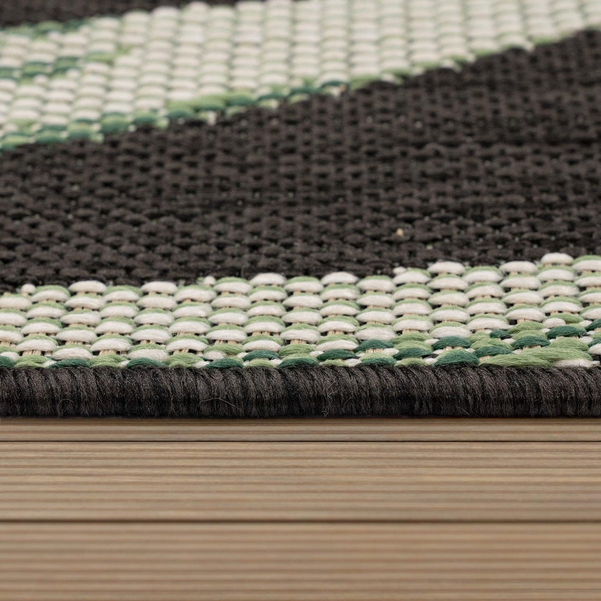 Outdoor Rug Ostende Palm Leaf Design Waterproof - Black Green