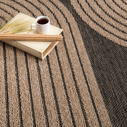 In- & Outdoor Rug Cologne with Modern Lines Design in Beige Black