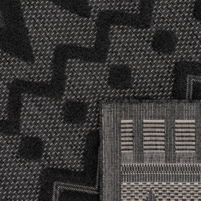 Indoor Outdoor Rug Livorno Geometric Trellis Pattern In Anthracite