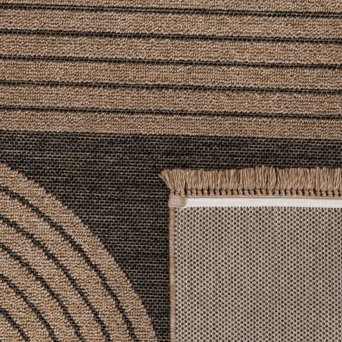 In- & Outdoor Rug Cologne with Modern Lines Design in Beige Black