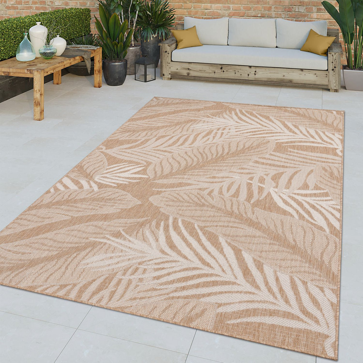 Indoor & Outdoor Rug Captera with Leaves Design